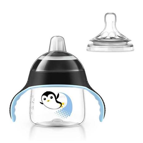 Copo Treinamento Pinguim 200ml c/ Bico de Mamadeira Preto - Philips Avent Menor preço em Copo Treinamento Pinguim 200ml c/ Bico de Mamadeira Preto - Philips Avent