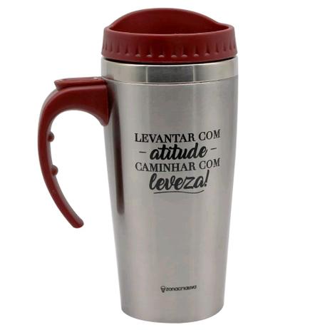 Copo Viagem Termico com Alça 500ml Atitude E Leveza 10023146 - Zona criativa Menor preço em Copo Viagem Termico com Alça 500ml Atitude E Leveza 10023146 - Zona criativa
