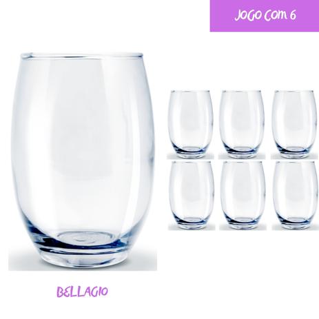 Copo Vidro 450ml (Suco, água) BELLAGIO jogo com 6 Transp. - Casa linda Menor preço em Copo Vidro 450ml (Suco, água) BELLAGIO jogo com 6 Transp. - Casa linda