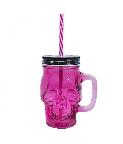 Copo Vidro Caveira Pink 480ml - Produtos infinity presentes Menor preço em Copo Vidro Caveira Pink 480ml - Produtos infinity presentes