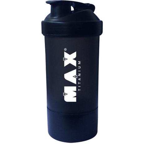 Coqueteleira dupla - 500ml - max titanium - preta - Integral medica Menor preço em Coqueteleira dupla - 500ml - max titanium - preta - Integral medica