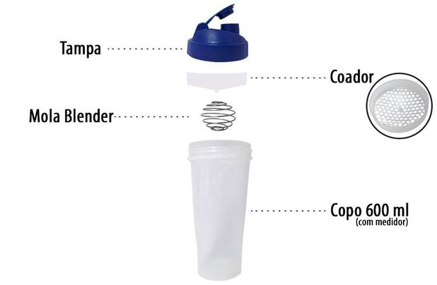 Coqueteleira Garrafa Squeeze Esportiva Shaker 600ml Azul - Ativa Menor preço em Coqueteleira Garrafa Squeeze Esportiva Shaker 600ml Azul - Ativa