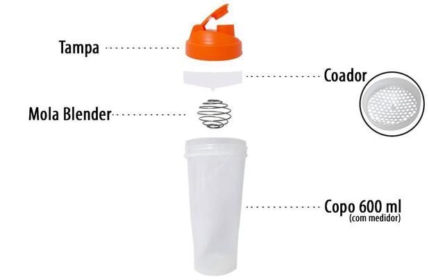 Coqueteleira Garrafa Squeeze Esportiva Shaker 600ml Laranja - Ativa Menor preço em Coqueteleira Garrafa Squeeze Esportiva Shaker 600ml Laranja - Ativa