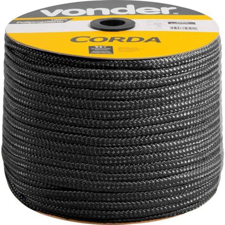 Corda Multifilamento Trançada 10 mm X 190 M Preta - Vonder Menor preço em Corda Multifilamento Trançada 10 mm X 190 M Preta - Vonder