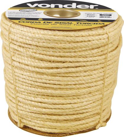 Corda sisal torcida 8,0mm 10,0kg 220 metros natural carretel - Vonder Menor preço em Corda sisal torcida 8,0mm 10,0kg 220 metros natural carretel - Vonder
