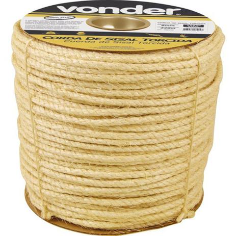 Corda Sisal Torcida 8,0mm 220 Metros Natural Carretel - Vonder Menor preço em Corda Sisal Torcida 8,0mm 220 Metros Natural Carretel - Vonder