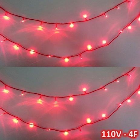 Menor preço em Cordão 100 LEDs 10m Vermelho 110VOLTS Fio Vermelho 4F CBRN0692 - Commerce brasil