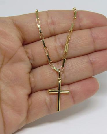 Cordão Corrente Masculina Ouro 60cm 2.7 Gr E Pingente Crucifixo Ouro 18k 750 Cadeado - Dr Joias
