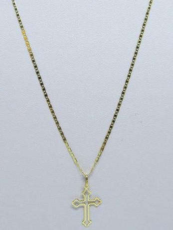 Cordão Corrente Piastrine Média 60cm + Crucifixo Ouro Vazado 18k 750 - Dr joias Menor preço em Cordão Corrente Piastrine Média 60cm + Crucifixo Ouro Vazado 18k 750 - Dr joias