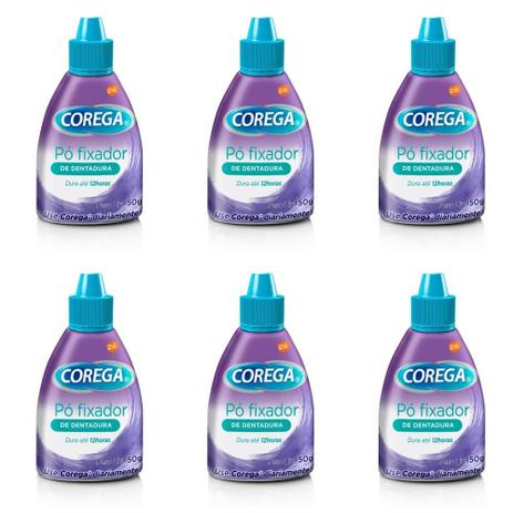 Corega Fixador De Dentaduras Em Pó 50g (Kit C/06) Menor preço em Corega Fixador De Dentaduras Em Pó 50g (Kit C/06)