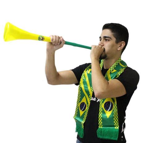 Menor preço em Corneta Vuvuzela Verde e Amarela Desmontável Brasil - Aluá festas