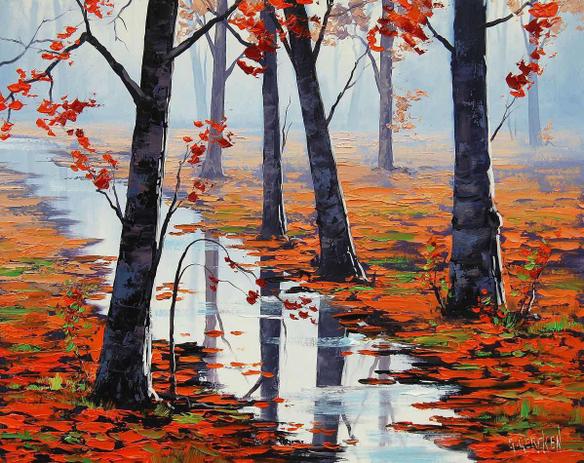 Córrego entre Folhas de Outono - Graham Gercken - Tela 60x76 Para Quadro - Santhatela é boa?