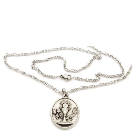 Corrente Colar com Medalha da Eucaristia - Folheada Prata - Lumen Menor preço em Corrente Colar com Medalha da Eucaristia - Folheada Prata - Lumen