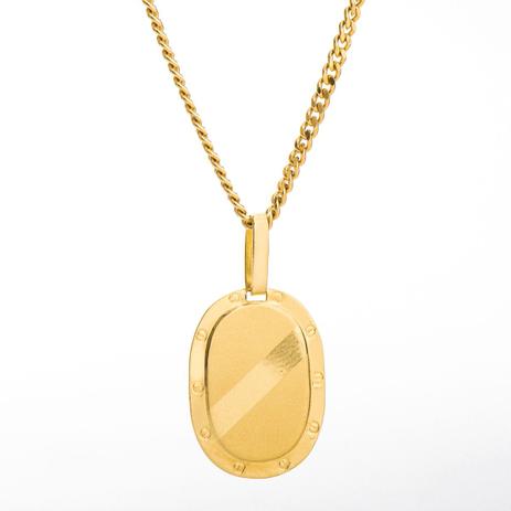 Corrente com Pingente Placa de Ouro 18k Masculina 60cm ga04027 - Joiasgold Menor preço em Corrente com Pingente Placa de Ouro 18k Masculina 60cm ga04027 - Joiasgold
