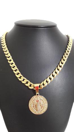 Corrente Cordão Grumet 30g 7mm 60cm + Pingente São Bento 8g Ouro 18k 750 - Perucci joias Menor preço em Corrente Cordão Grumet 30g 7mm 60cm + Pingente São Bento 8g Ouro 18k 750 - Perucci joias