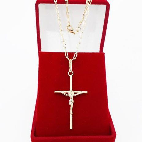 Corrente Cordão Masculina 80cm 2mm e Crucifixo Face Cristo Tudo Folheado Ouro Cod: 1784/1985 - Gabriela costa semi jóias Menor preço em Corrente Cordão Masculina 80cm 2mm e Crucifixo Face Cristo Tudo Folheado Ouro Cod: 1784/1985 - Gabriela costa semi jóias