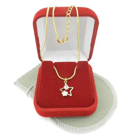 Corrente Feminina 40/45cm 1mm + Estrela Folheado Ouro Cr768 - Wnbijouterias Menor preço em Corrente Feminina 40/45cm 1mm + Estrela Folheado Ouro Cr768 - Wnbijouterias