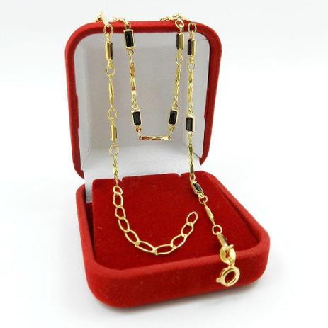 Corrente Feminina 40/45cm 3mm Preta Folheado Ouro CR800 - Wnbijouterias Menor preço em Corrente Feminina 40/45cm 3mm Preta Folheado Ouro CR800 - Wnbijouterias