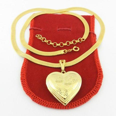 Corrente Feminina 40/45cm 3mm Relicário Folheado Ouro Cr560 - Wnbijouterias Menor preço em Corrente Feminina 40/45cm 3mm Relicário Folheado Ouro Cr560 - Wnbijouterias