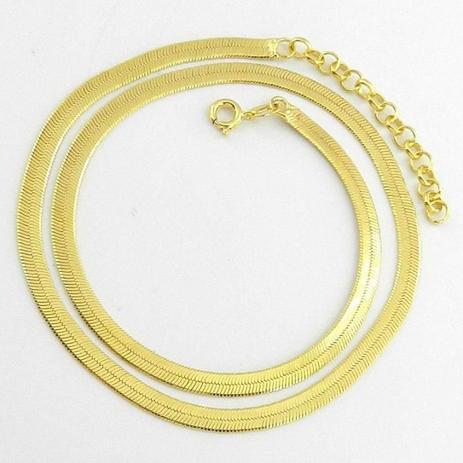Corrente Feminina 40/45cm 4mm Largura Folheada Ouro CR587 - Wnbijouterias Menor preço em Corrente Feminina 40/45cm 4mm Largura Folheada Ouro CR587 - Wnbijouterias