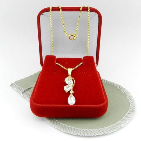 Corrente Feminina 40cm 1mm Strás Branco Folheada Ouro CR572 - Wnbijouterias Menor preço em Corrente Feminina 40cm 1mm Strás Branco Folheada Ouro CR572 - Wnbijouterias