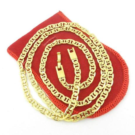 Corrente Masculina 50cm 5mm Largura Folheada Ouro Cr445 - Wnbijouterias Menor preço em Corrente Masculina 50cm 5mm Largura Folheada Ouro Cr445 - Wnbijouterias