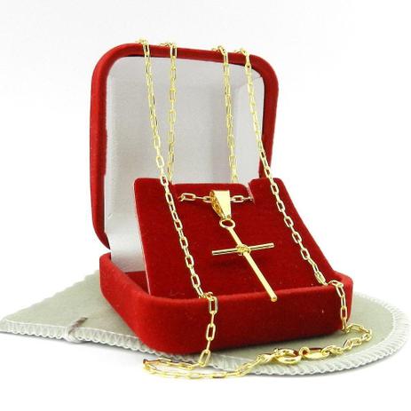 Corrente Masculina 60cm 1mm + Cruz 30mm Folheado Ouro CR791 - Wnbijouterias é ruim? Corrente Masculina 60cm 1mm + Cruz 30mm Folheado Ouro CR791 - Wnbijouterias é boa?