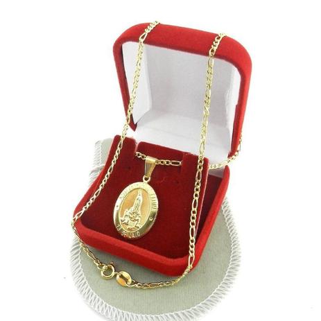 Corrente Masculina 60cm 2mm N S Fatima Folheado Ouro CR223 - Wnbijouterias Menor preço em Corrente Masculina 60cm 2mm N S Fatima Folheado Ouro CR223 - Wnbijouterias
