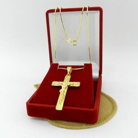 Corrente Masculina 70cm 1mm Cruz 45mm Folheada Ouro Cr331 - Wnbijouterias Menor preço em Corrente Masculina 70cm 1mm Cruz 45mm Folheada Ouro Cr331 - Wnbijouterias