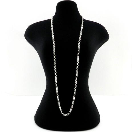 Corrente Masculina 70cm 4mm Largura Folheada Prata CR537 - Wnbijouterias é boa?