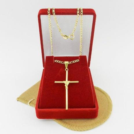 Corrente Masculina 80cm 2mm Cruz Palito Folheada Ouro CR673 - Wnbijouterias Menor preço em Corrente Masculina 80cm 2mm Cruz Palito Folheada Ouro CR673 - Wnbijouterias