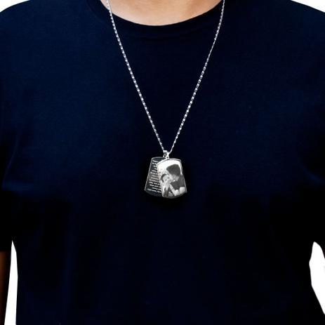 Corrente Masculina Em Aco Inox Com Duas Tags Personalizadas Foto E Frase Joyce Fenolio Cordao E Corrente Magazine Luiza
