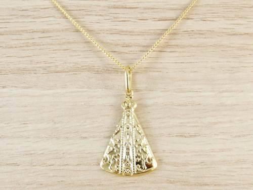 Corrente Veneziana Feminina 40cm e Pingente Nossa Senhora Aparecida Tudo Folheada Ouro - Gabriela costa semi jóias Menor preço em Corrente Veneziana Feminina 40cm e Pingente Nossa Senhora Aparecida Tudo Folheada Ouro - Gabriela costa semi jóias