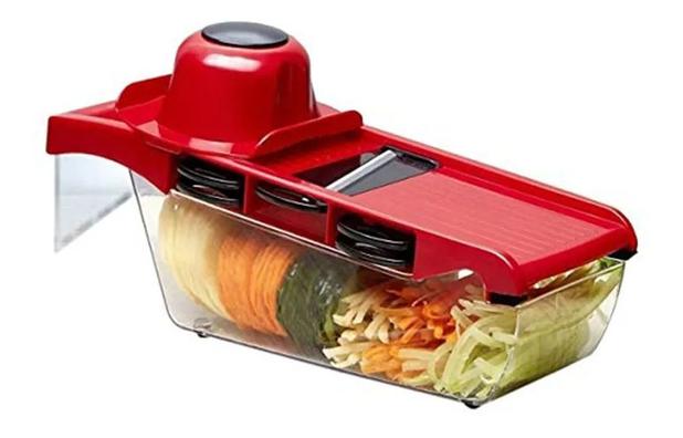 Cortador Fatiador de Legumes Verduras Folhas Batata Tomate Mandoline 6 em 1 Menor preço em Cortador Fatiador de Legumes Verduras Folhas Batata Tomate Mandoline 6 em 1