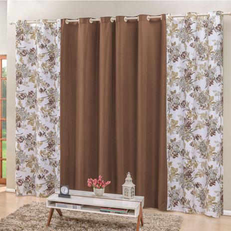 Cortina 2 Folhas Floratta Bia Enxovais 3,00mx2,50m Capuccino Menor preço em Cortina 2 Folhas Floratta Bia Enxovais 3,00mx2,50m Capuccino