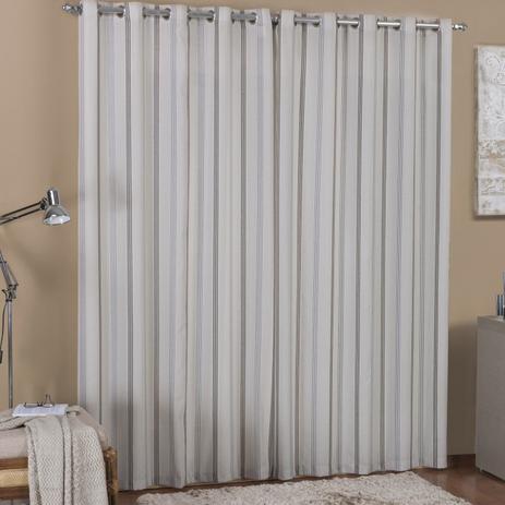 Cortina 2 Folhas Jacquard Bangalore Listrado Rústico Niazitex 3,00mx2,50m Bege Menor preço em Cortina 2 Folhas Jacquard Bangalore Listrado Rústico Niazitex 3,00mx2,50m Bege