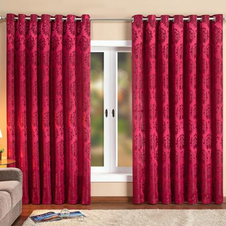 Cortina 2 Folhas Jacquard Donatella 300cmx270cm Casaborda Vermelho Menor preço em Cortina 2 Folhas Jacquard Donatella 300cmx270cm Casaborda Vermelho