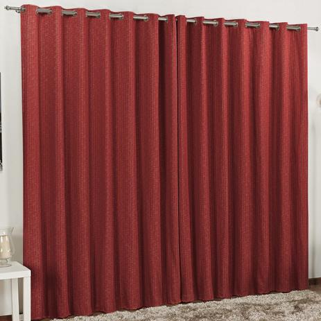 Cortina 2 Folhas Rústico Liso Kerala Niazitex 1,80mx2,00m Vermelho Menor preço em Cortina 2 Folhas Rústico Liso Kerala Niazitex 1,80mx2,00m Vermelho