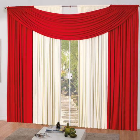Cortina 2 Folhas Sofia Bia Enxovais 3,00mx2,60m Vermelho/Palha Menor preço em Cortina 2 Folhas Sofia Bia Enxovais 3,00mx2,60m Vermelho/Palha