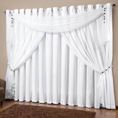 Cortina 4 Folhas Lisas Firenze 300cmx270cm Casaborda Branco Menor preço em Cortina 4 Folhas Lisas Firenze 300cmx270cm Casaborda Branco