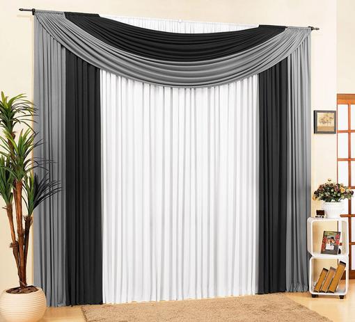 Cortina Alice 2,00m x 1,70m Preto Cinza Tecido Malha Liso Para Sala ou Quarto - Cor e brilho Menor preço em Cortina Alice 2,00m x 1,70m Preto Cinza Tecido Malha Liso Para Sala ou Quarto - Cor e brilho