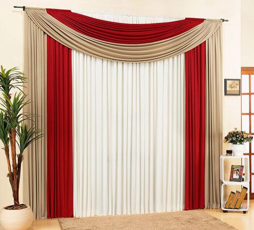 Cortina Alice 2,00m x 1,70m Vermelha Bege Tecido Malha Liso Para Sala ou Quarto - Cor e brilho Menor preço em Cortina Alice 2,00m x 1,70m Vermelha Bege Tecido Malha Liso Para Sala ou Quarto - Cor e brilho