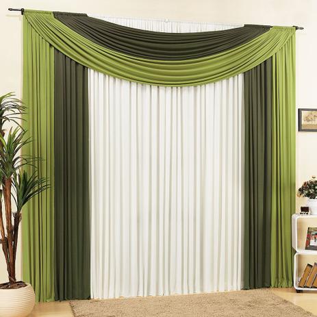 Cortina Alice para Varão Tecido Malha 2,00 x 1,70 Metros Alt - Verde e Palha - Cor e brilhos Menor preço em Cortina Alice para Varão Tecido Malha 2,00 x 1,70 Metros Alt - Verde e Palha - Cor e brilhos