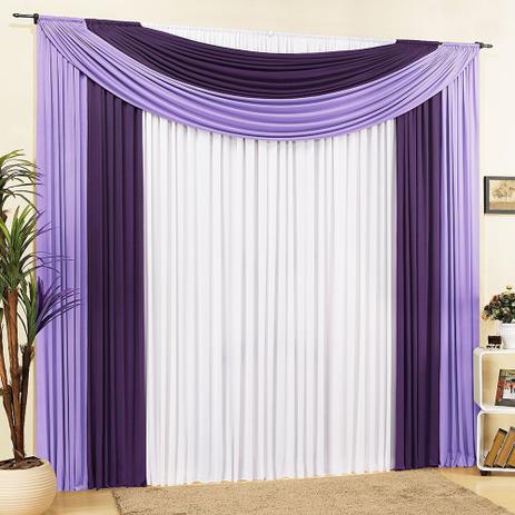 Cortina Alice para Varão Tecido Malha 4,00 x 2,80 Metros Alt - Roxo Lilás Branco - Cor e brilhos Menor preço em Cortina Alice para Varão Tecido Malha 4,00 x 2,80 Metros Alt - Roxo Lilás Branco - Cor e brilhos