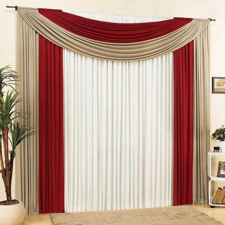 Cortina Alice para Varão Tecido Malha 4,00 x 2,80 Metros Alt - Vermelho Avelã Palha - Cor e brilhos Menor preço em Cortina Alice para Varão Tecido Malha 4,00 x 2,80 Metros Alt - Vermelho Avelã Palha - Cor e brilhos