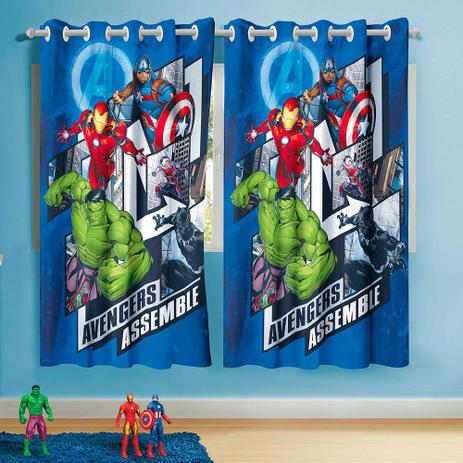 Cortina Avengers Infantil  3,00 m x 1,80 m 2 peças Azul - Lepper é boa?