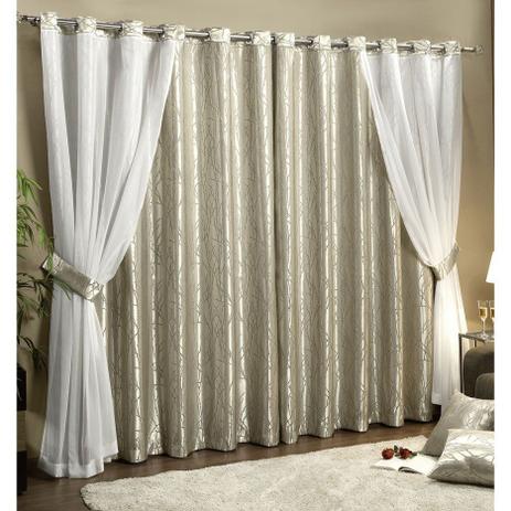 Cortina Bahamas Jacquard C/ Voil 2,00m x 1,60m Areia - Casaborda Menor preço em Cortina Bahamas Jacquard C/ Voil 2,00m x 1,60m Areia - Casaborda