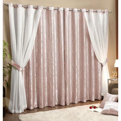 Cortina Bahamas Jacquard C/ Voil 2,00m x 1,60m Nude - Casaborda Menor preço em Cortina Bahamas Jacquard C/ Voil 2,00m x 1,60m Nude - Casaborda