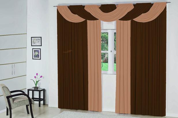 Cortina Bela Casa Dona 400x280cm Tabaco com Bege Menor preço em Cortina Bela Casa Dona 400x280cm Tabaco com Bege