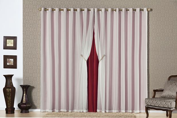 Cortina Bélgica com Voal 3,00m X 2,50m. Vermelho - Home fernandes Menor preço em Cortina Bélgica com Voal 3,00m X 2,50m. Vermelho - Home fernandes